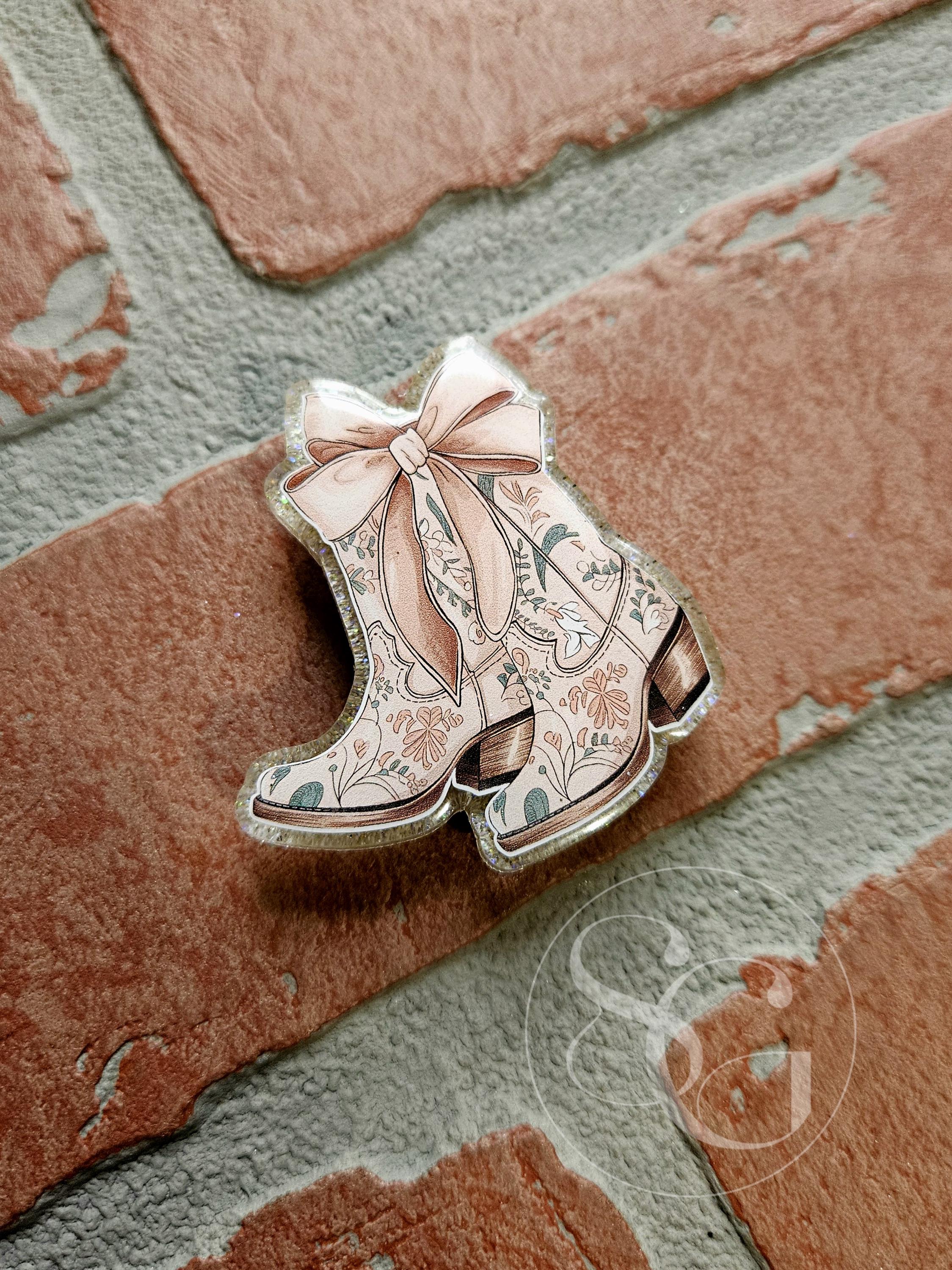 Beige Bow Boots and Flowers